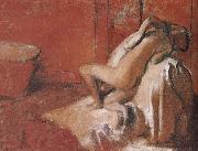 Edgar Degas Lady toweling off her body after bath painting